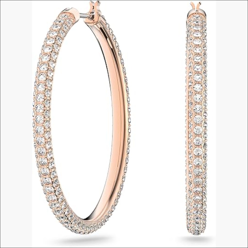 Swarovski Crystal Hoop Earrings Rose-Gold Tone Plated